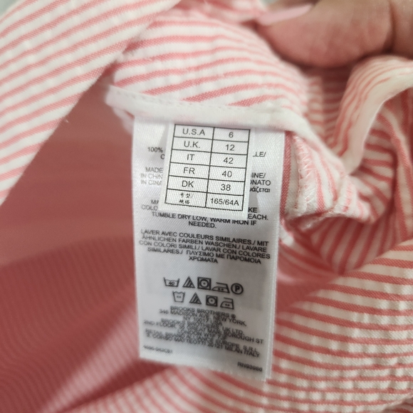 346 brooks brothers pink white seersucker bermuda shorts sz 6 100% cotton 10in - Picture 6 of 8